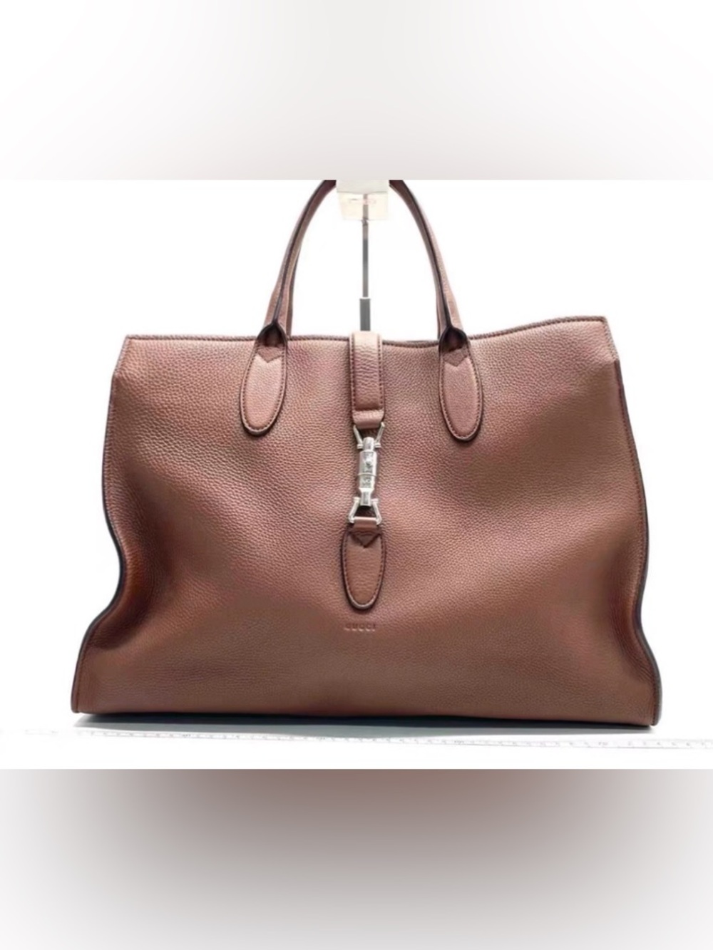 Gucci Brown Pebbled Leather Tote with Silver Hardware